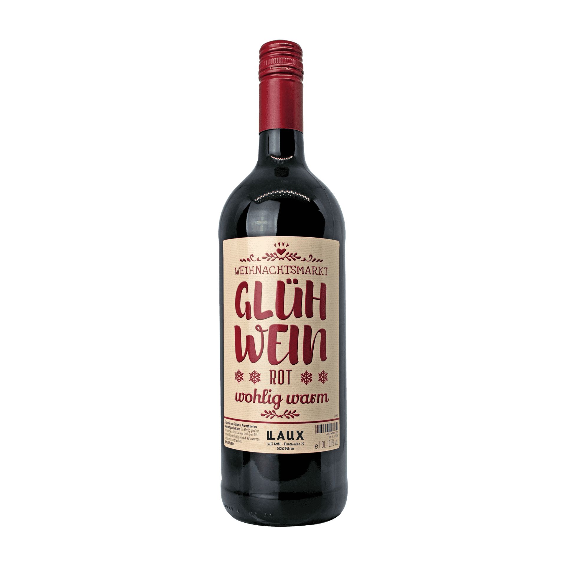 Hochwertiger Roter Glühwein in 1L Flasche LAUX Glühwein Rot in der Flasche