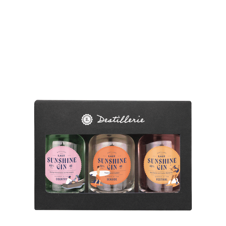 Sunshine Gin Set - 3 x 40 ml LAUX Sunshine Gin Geschenkset mit 3 Sorten