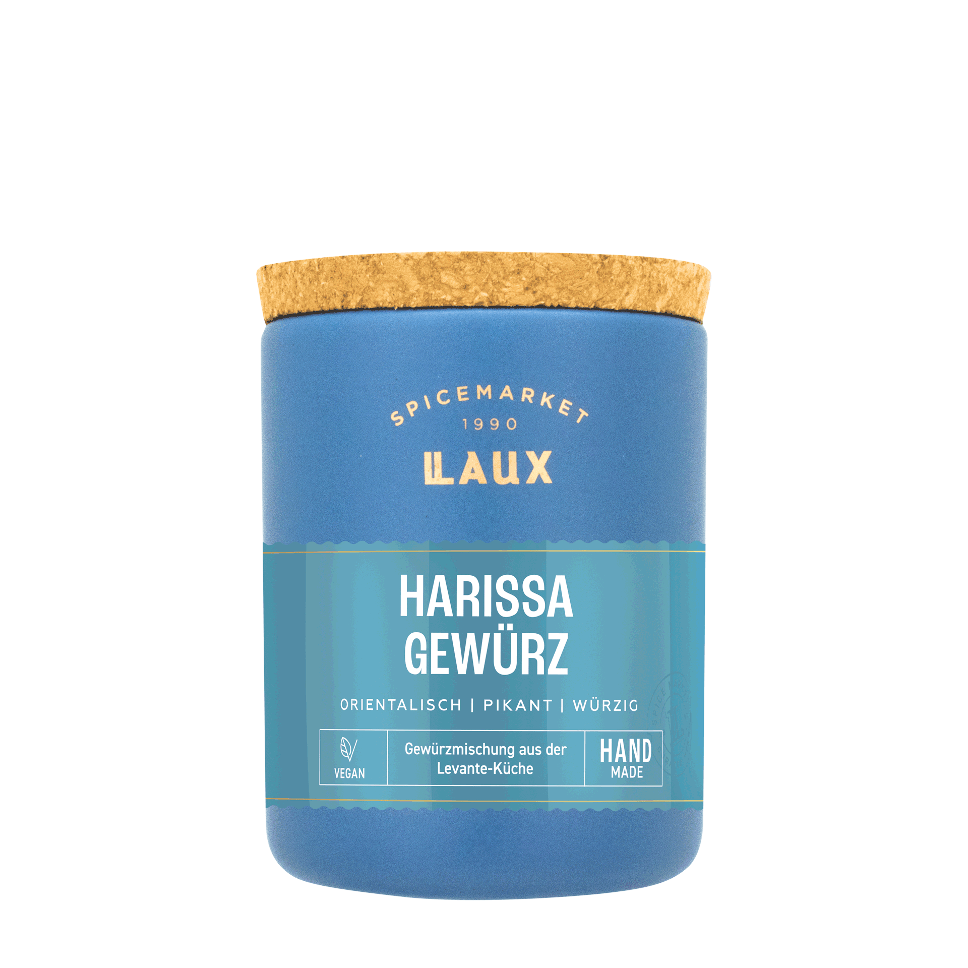 Harissa Gewürz im blauen Keramiktopf