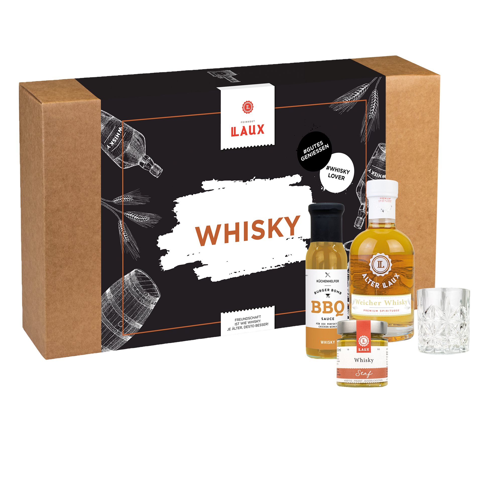 Whisky Geschenkset - mit 2 hochwertigen Gläsern & Whisky Spezialitäten