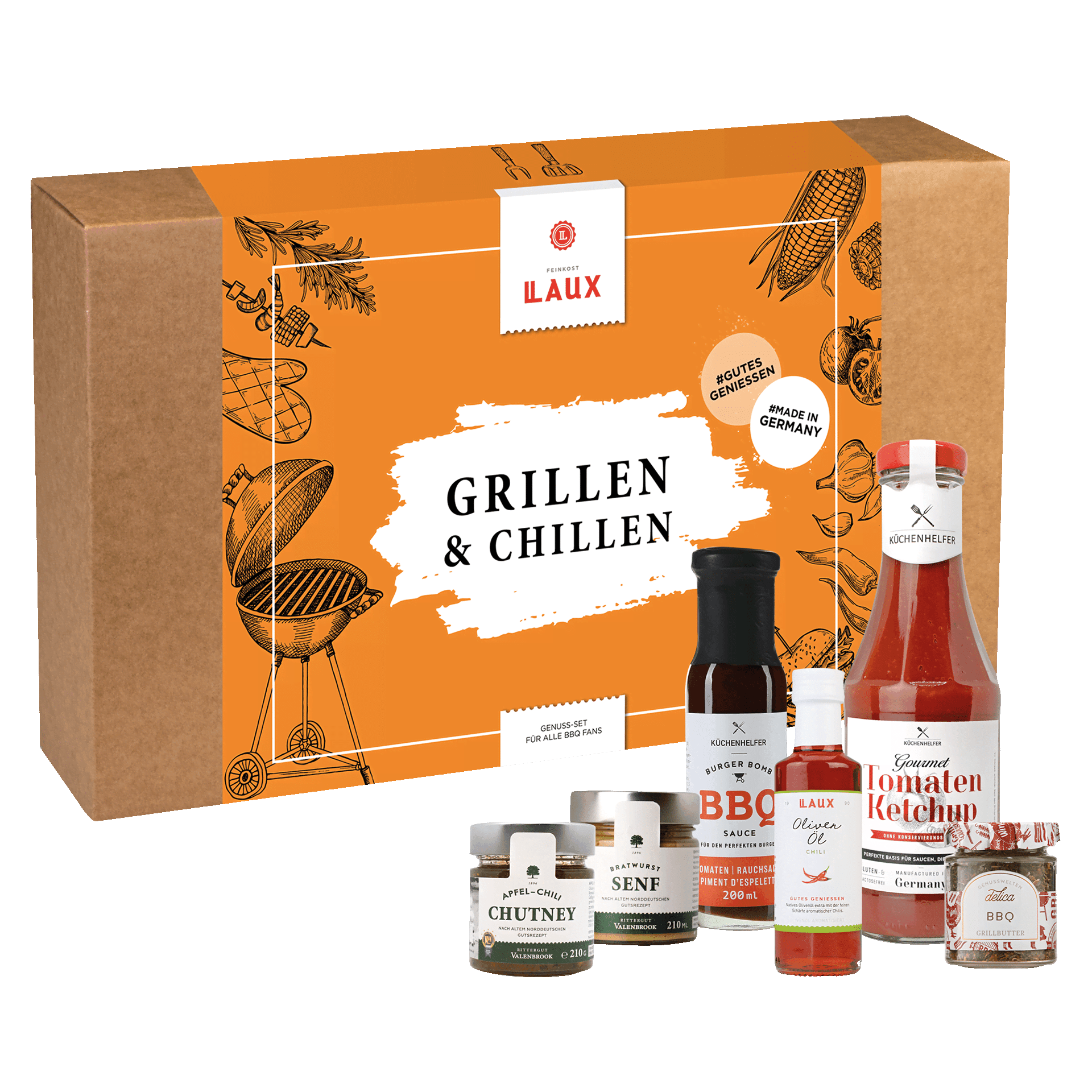 Grillen & Chillen Grill Geschenkset in Papierkarton