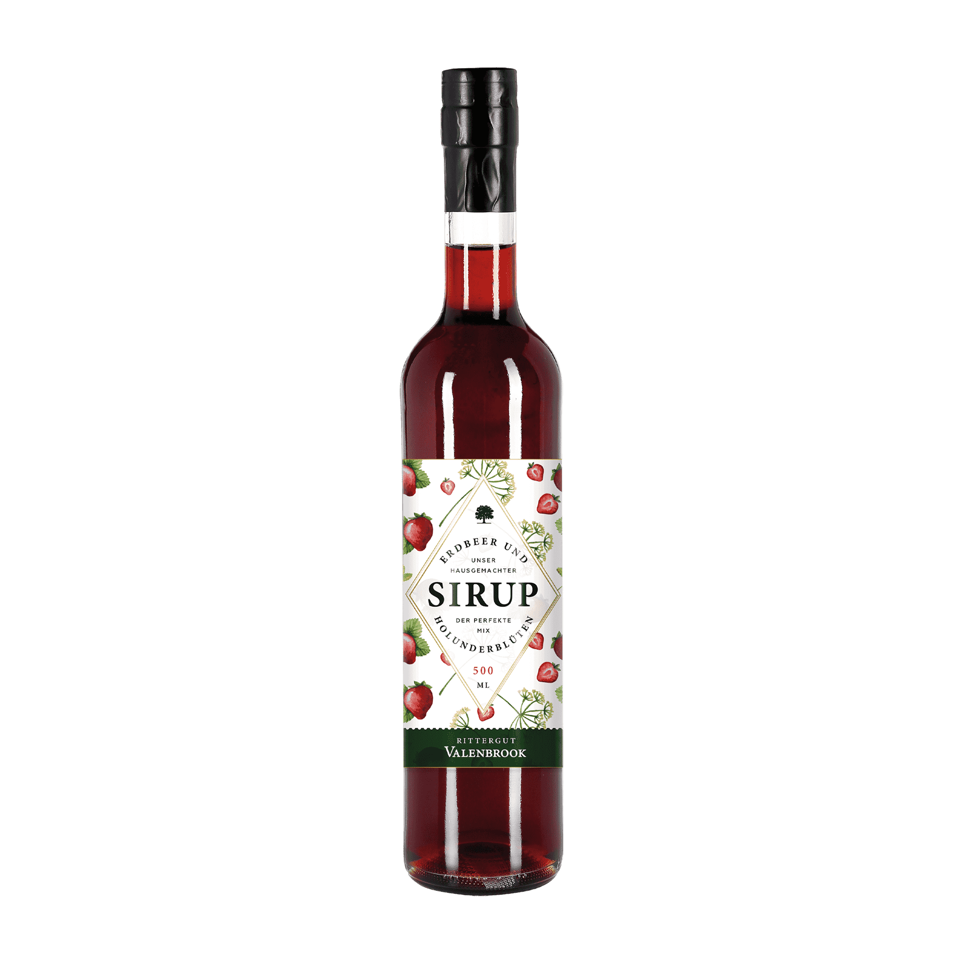 Erdbeer-Holunderblüten Sirup - 500 ml Flasche
