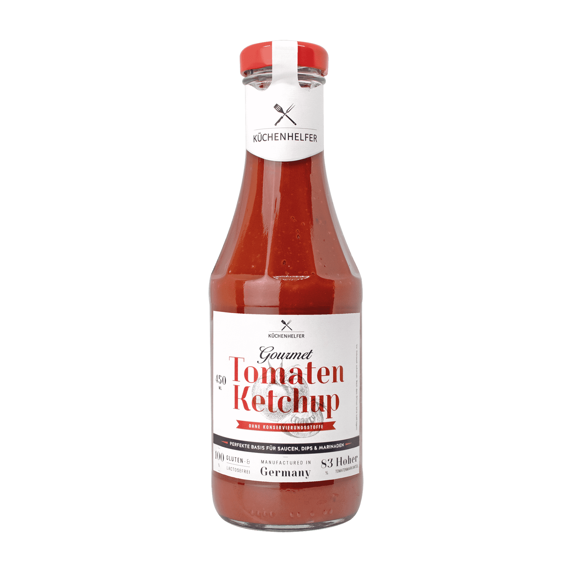 Roter Küchenhelfer Gourmet Ketchup in Flasche