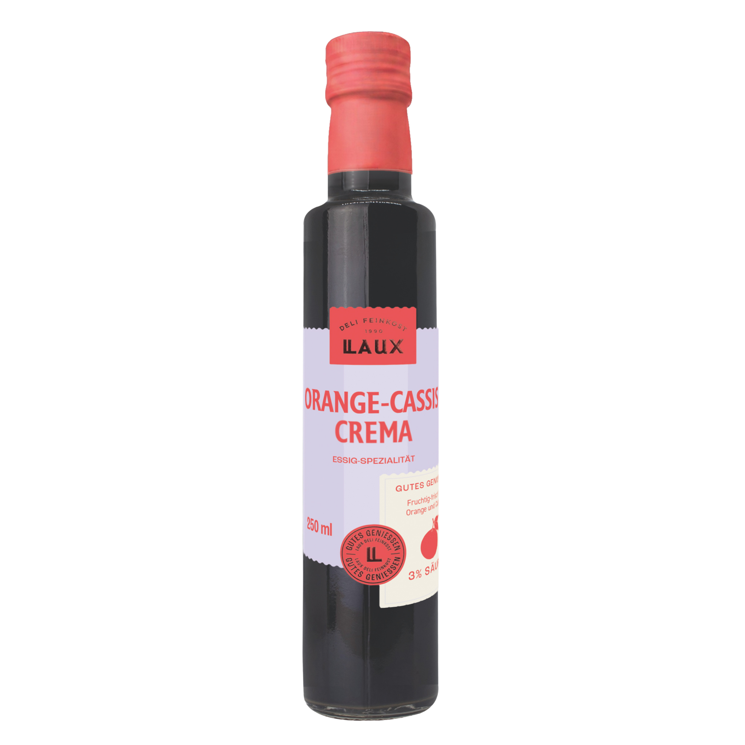 Orange-Cassis Crema - 250 ml Flasche - 3 % Säure
