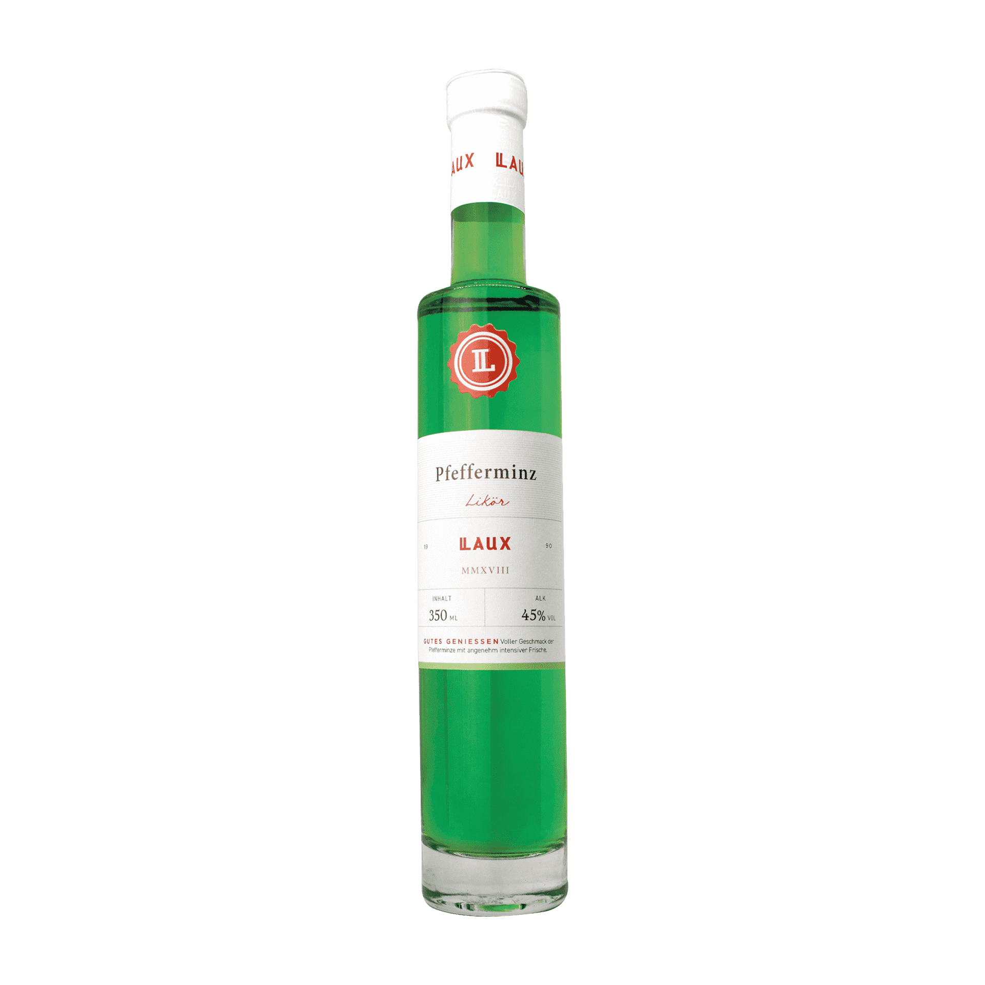 Grüner LAUX Pfefferminz Likör in Flasche