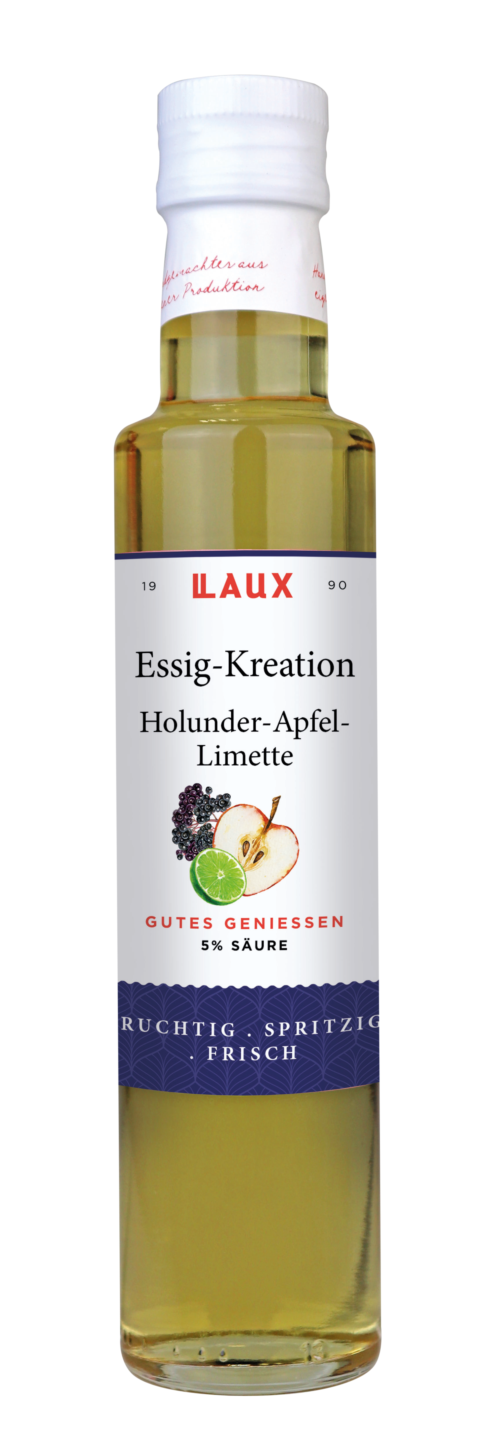 Essig Kreation Holunder-Apfel-Limette 5 % Säure - 250ml Flasche
