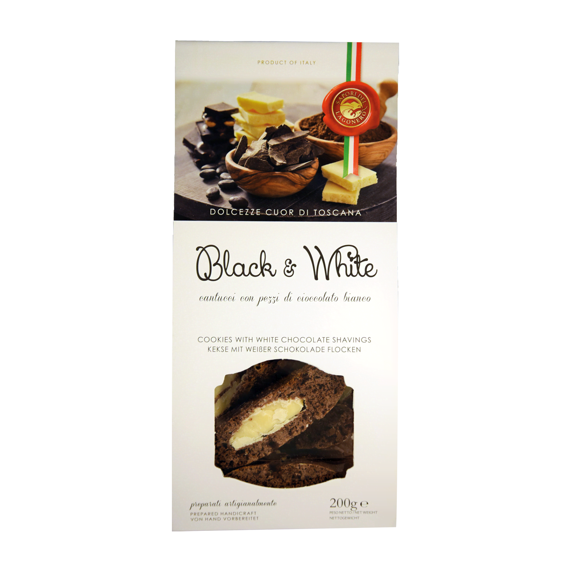 Cantucci Black & White - italienisches Gebäck aus Kakao mit weißer Schokolade