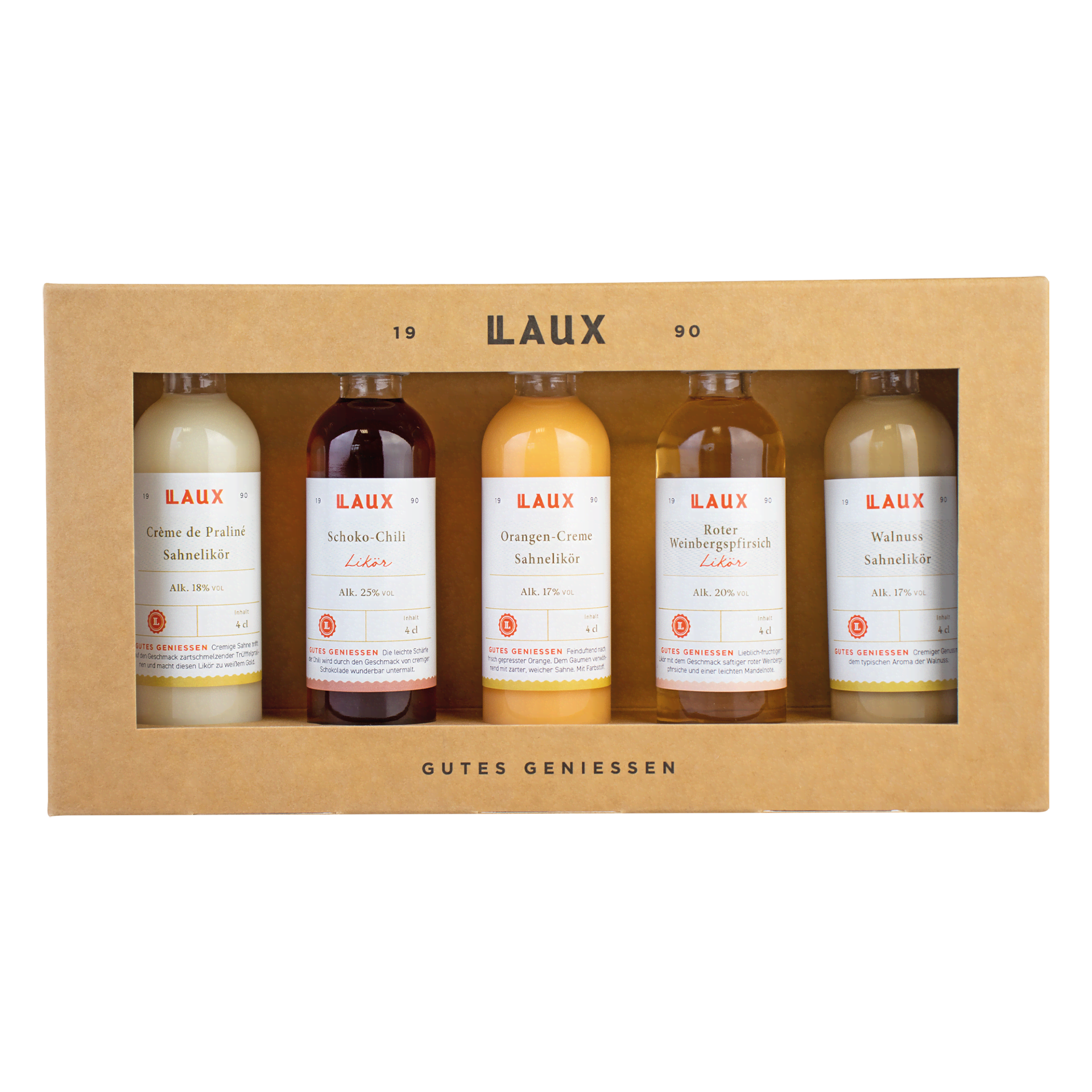 Likör Geschenkset - verschiedene Sorten - 5 x 40 ml Likör Geschenkset in schickem Karton