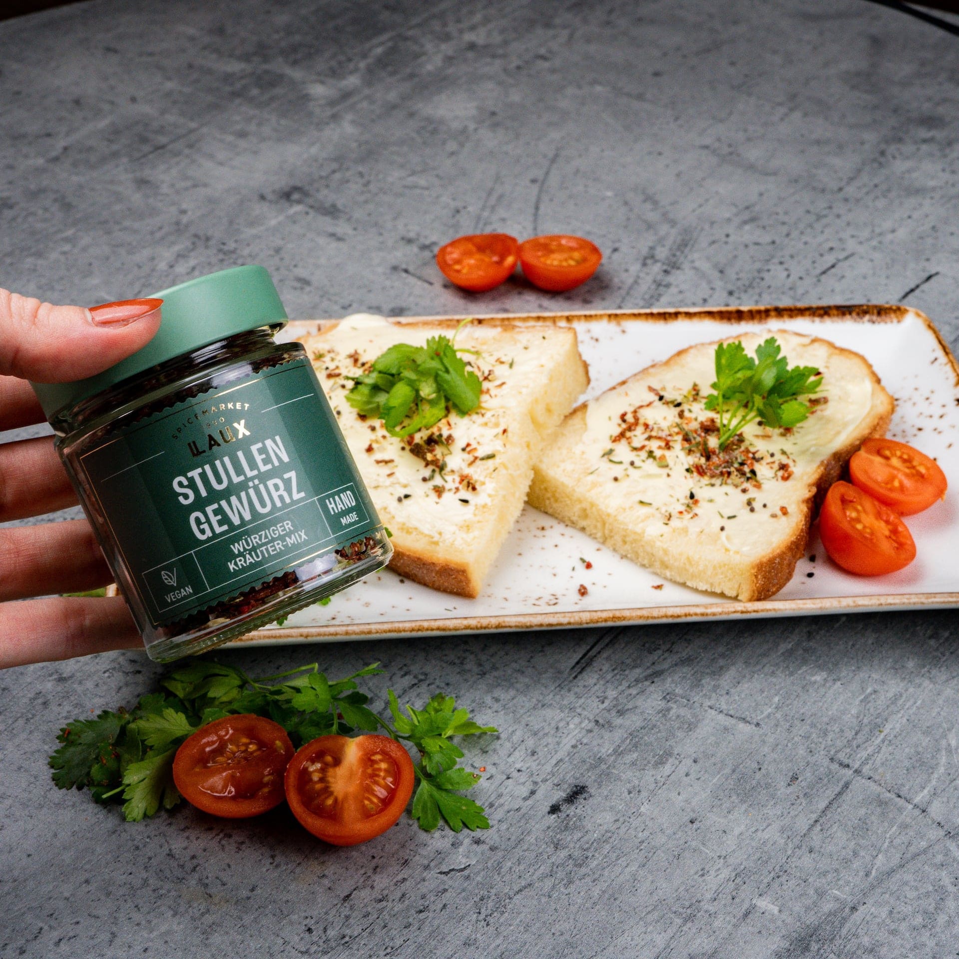 Stullen Gewürz auf geröstetem Brot